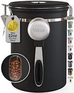 Veken Coffee Canister with Window, Airtight Stainless Steel Container, 22OZ