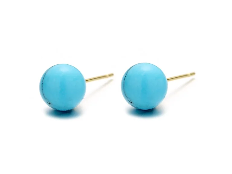 14k Gold Turquoise Ball Studs