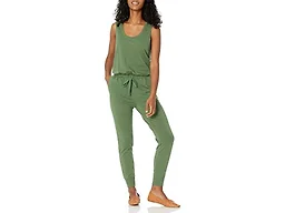 Amazon Essentials Women's Studio Terry Fleece Jumpsuit, Stretchy Drawstring Lounge (Available in Plus Size), Military Green, Medium