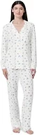 Amazon Essentials x Sofia Grainge Women's Stretch Modal Long-Sleeve Button-Front Top and Full-Length Bottom Pajama Set, Ivory Fruits, Small