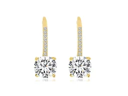 AAA IGT-DAAS-DBE1679-G Round Cut Crystal Leverback Earrings 18K Gold 
