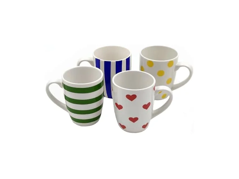 Colorful Ceramic Mug Set of 4 Boho