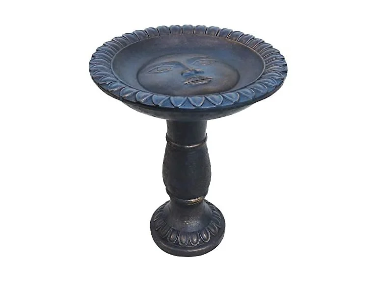 Sunnydaze 26” H Concrete Bird Bath Patina Blue