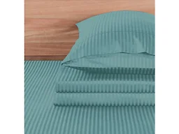 Kathy Ireland 500 Thread Count Long Staple Cotton Stripe Sheet Set w/ OptiFit