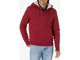 Amazon Essentials Men's Sherpa Lined Full-Zip Hooded Fleece Sweatshirt Sweater, -Red, X-Small