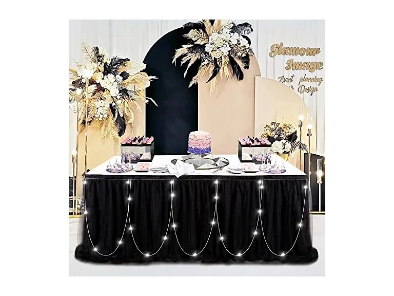 QueenDream Black Tulle Tutu Table Skirts