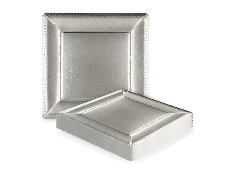 Kaya Luxurious Silver Square Edge Beaded