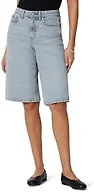 Amazon Essentials Women's Relaxed-Fit Mid-Rise Long Jean Shorts, Tinted Ice Light Wash, 16