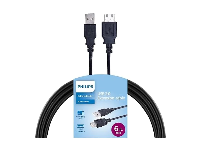 PHILIPS USB Extensions Cable, 6 Ft Long
