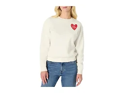 Amazon Essentials X Sofia Grainge Unisex Babies' Boxy Drop Shoulder Crewneck Sweatshirt, Ivory Ivory Red Valentine, Large