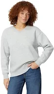 Amazon Essentials Women's Oversized V-Neck Fleece Pullover Sweatshirt, Light Grey Heather, Small