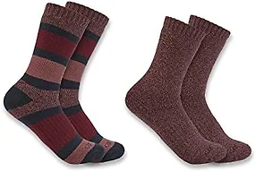 Carhartt Women's Heavyweight Crew Sock 2 Pack, Assorted 2, Small