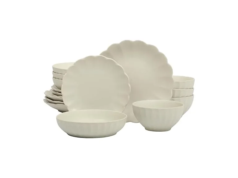 Gibson Elite Malibu Shore 16 Piece Scalloped Edge Stoneware 