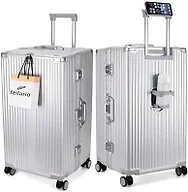 feilario Super Large Aluminum Frame Checked Zipperless Luggage