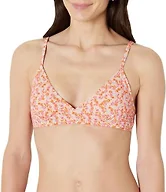 Amazon Essentials Women's Light-Support Triangle Bikini Swimsuit Top with Adjustable Straps, Pale Peach Micro Floral, X-Large