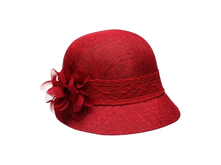 Epoch Women (OS) Gatsby Linen Cloche Hat Band Red