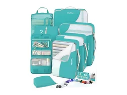 OlarHike Packing Cubes for Travel,Gifts for Women Mom,Anti-Tearing Suitcase Organizer for Luggage with Shoe & Hanging Toiletry Bag,Vacation Essentials & Accessories for Cruise Ship,8 Set,Turquoise