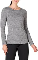 Amazon Essentials Women's Active Quick Dry Tech Stretch Lightweight Long-Sleeve Crewneck T-Shirt (Available in Plus Size), Black Heather, X-Large