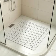 Casa and Beyond Shower Mat, Secure Shower Mats Easy to Clean, Showers Mat with Suction Cup, Washable Non-Slip Bathtub Mats for Inside Showers (White,20.9 * 20.9 in)
