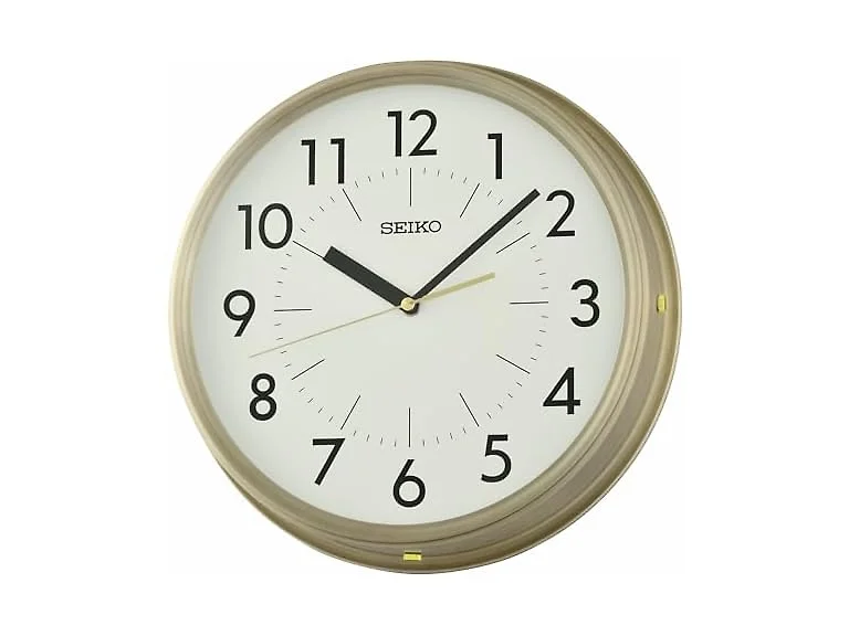 Seiko QXA865GLH Non Ticking Wall Clock, Gold, 12 Inches