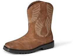Amazon Essentials Men's Square Toe Western Cowboy Boots, Tan, 9
