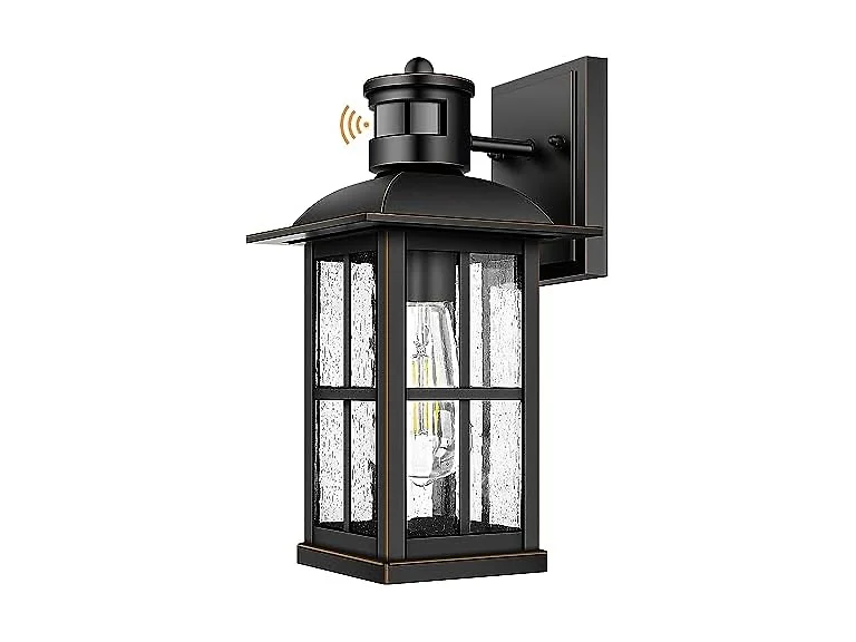 13in Motion Sensor Porch Light Black