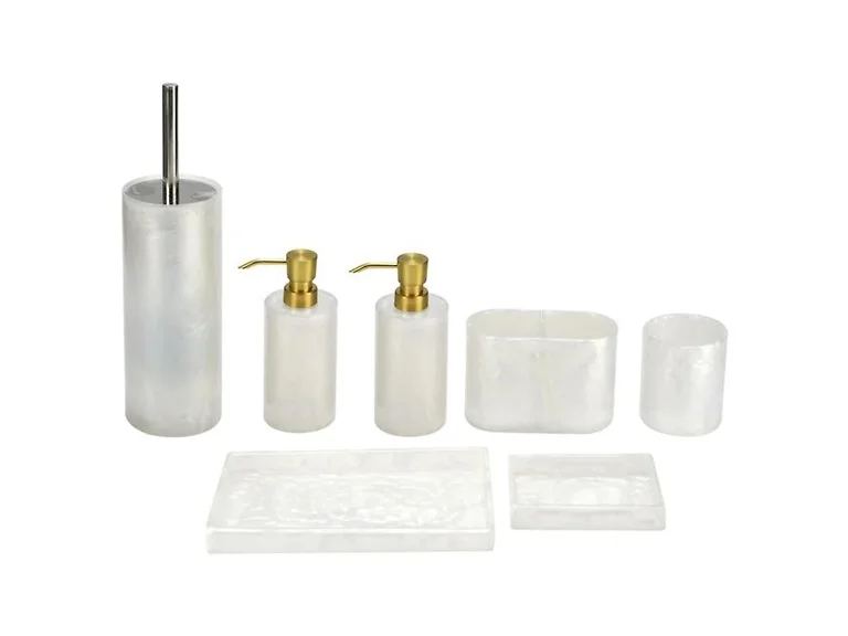 J&V Textiles 7 Pc Resin Bathroom Accessories Set IVORY