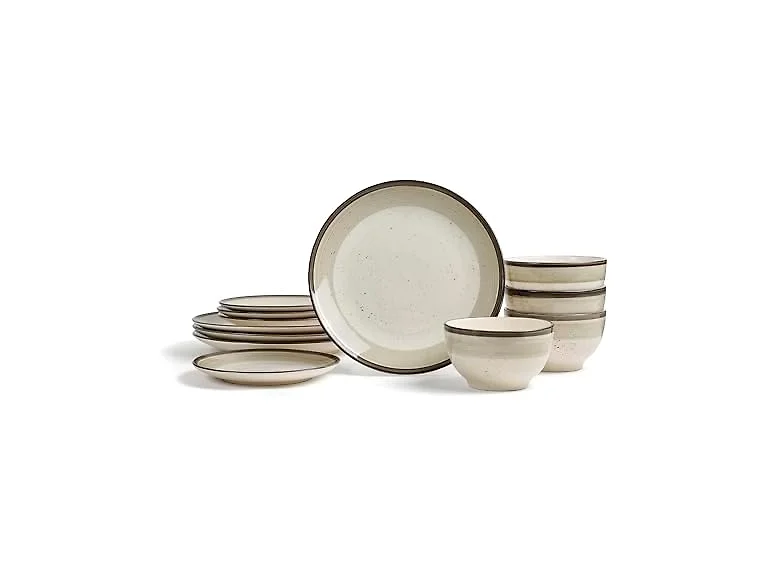 Earth & Clay Harlow 12-Piece Dinnerware Set Earthenware, Beige