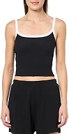 florence by mills Women's Sunburst Ribbed Crop Tank Top, Black, Small