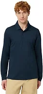 Amazon Essentials Men's Slim Fit Long Sleeve Quick Dry Golf Polo Shirt, Dark Navy, Large