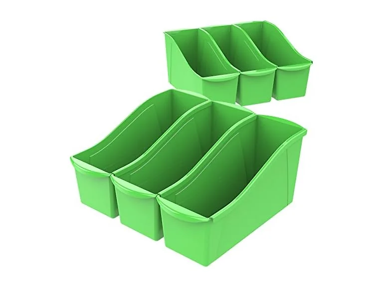 Storex Large Book Bin Green 6PK