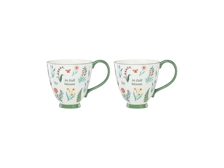 Oneida Coffee Mug Set, First Blooms Green Mugs 2 Pieces