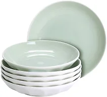 Anveena 8-inch Ceramic Salad Plate Set, Mint Green Flatware, 6-piece