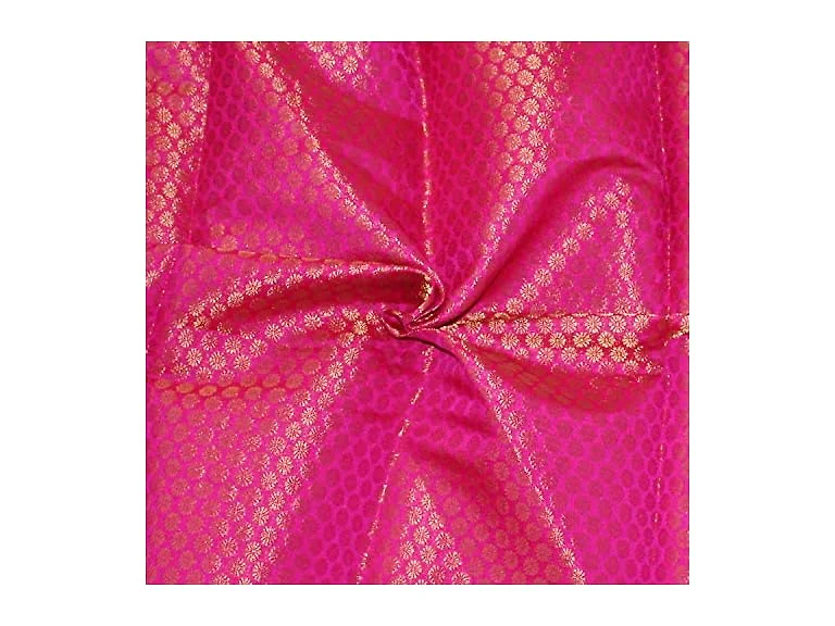 CraftyArt Dark Pink Brocade Art Silk Fabric