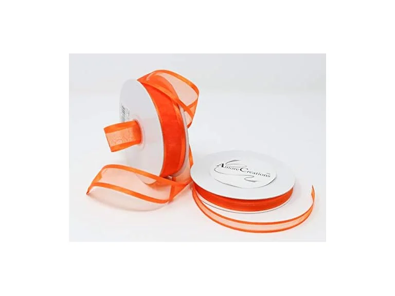 Orange Organza Ribbon with Satin Edge-25