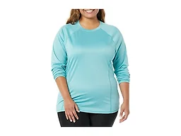 Amazon Essentials Women's Long Sleeve Rash Guard, Aqua Blue, X-Small