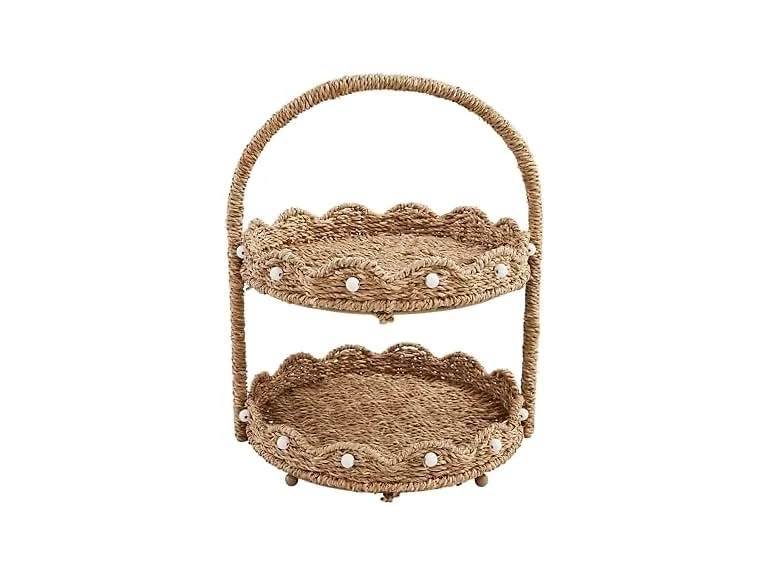 Mud Pie Dia Scalloped Woven Tiered Serve
