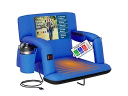 Alpcour APC-RSSHABL-2P 21" Wide Alpcour 2PK Heated Reclining Stadium Seat w/ Armrests Royal Blue