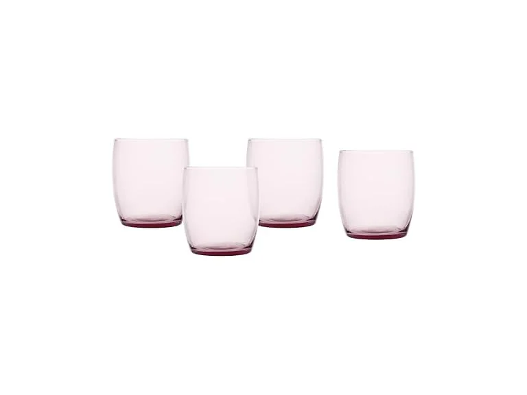Fortessa Gala Glass, 15 Oz. Short Beverage (Set of 4), Pink