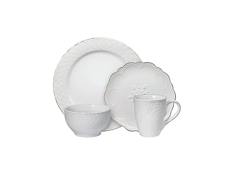 Pfaltzgraff French Lace White 16 Piece Dinnerware Set