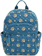 Premium Cotton Small Backpack, Teal and Gold Bandana Paisley, One Size