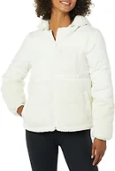 Amazon Essentials Women's Full-Zip Sherpa Fleece Hooded Puffer Jacket, Ivory, X-Small