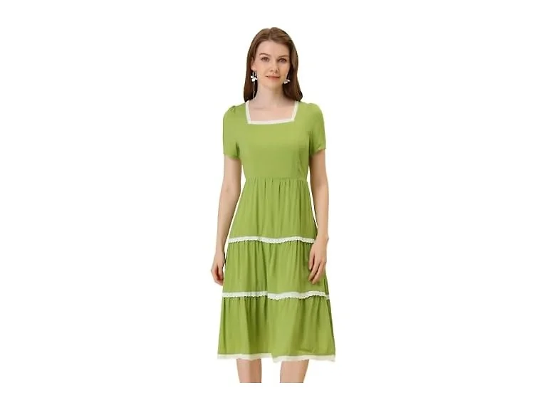 Allegra K Women (XS) Midi Women's Short Neck Dress