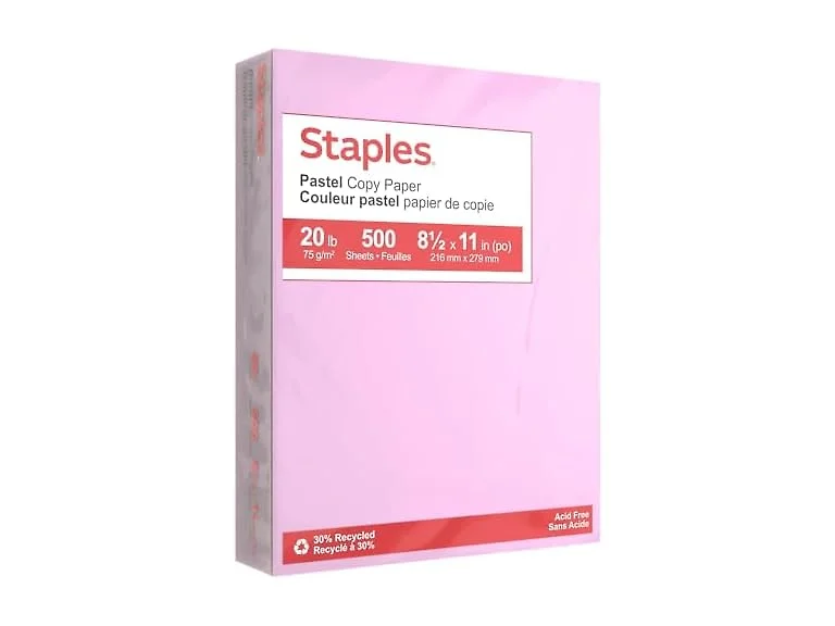 Staples Pastel Copy Paper, 8.5x11 Inch,