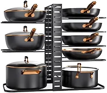 MUDEELA 8-Tier Lightweight Pots and Pans Organizer under Cabinet, 14.55" H