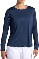 HEAD Women’s Aura Long Sleeve Top, Slim Fit, Stretch Lightweight Material, Dress Blue Heather, Small