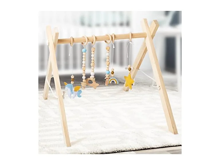 Wooden Baby Play Gym with Hanging Toys