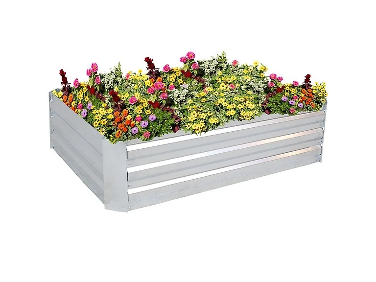 Sunnydaze 47" Silver Steel Raised Garden Bed