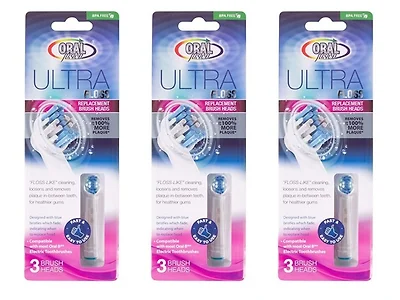 3-Pk Ultra Floss Brush Heads 3 Ct, Compatible w/Oral-B