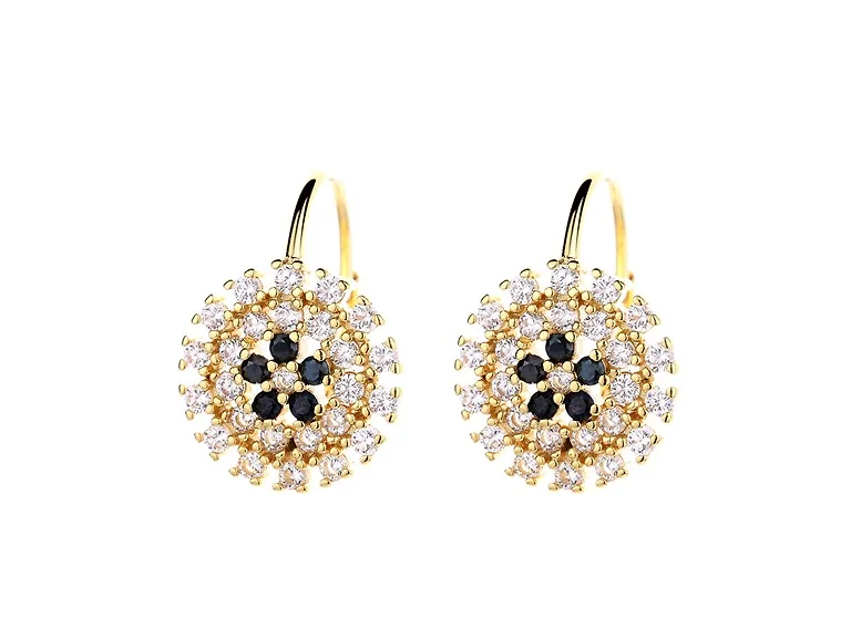14K Gold Flower Huggie Earrings